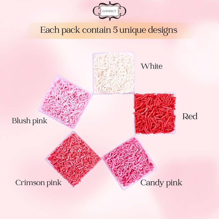 Valentine Sprinkles | 04 Edible Decoration for Baking & Dessert 100 Gms