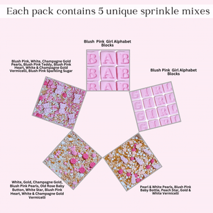 Girls Baby Shower Sprinkles | Mix Heart, Teddy, Baby Feed Bottle & Baby Feet Sprinkles