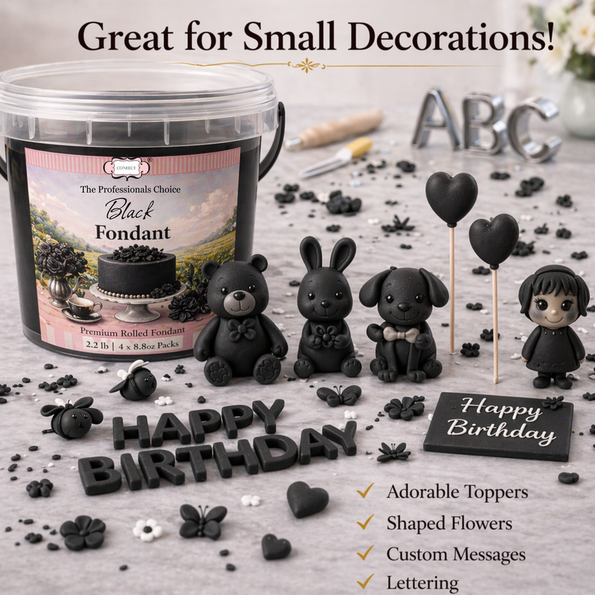 Black | Edible Natural Fondant (4 x 250g)