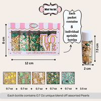 Baby Shower Sprinkles | Gender Reveal Sprinkles | Gold, Silver, Mint Green & Pearl Dragees Pack of 5 (BABY SHOWER -09)