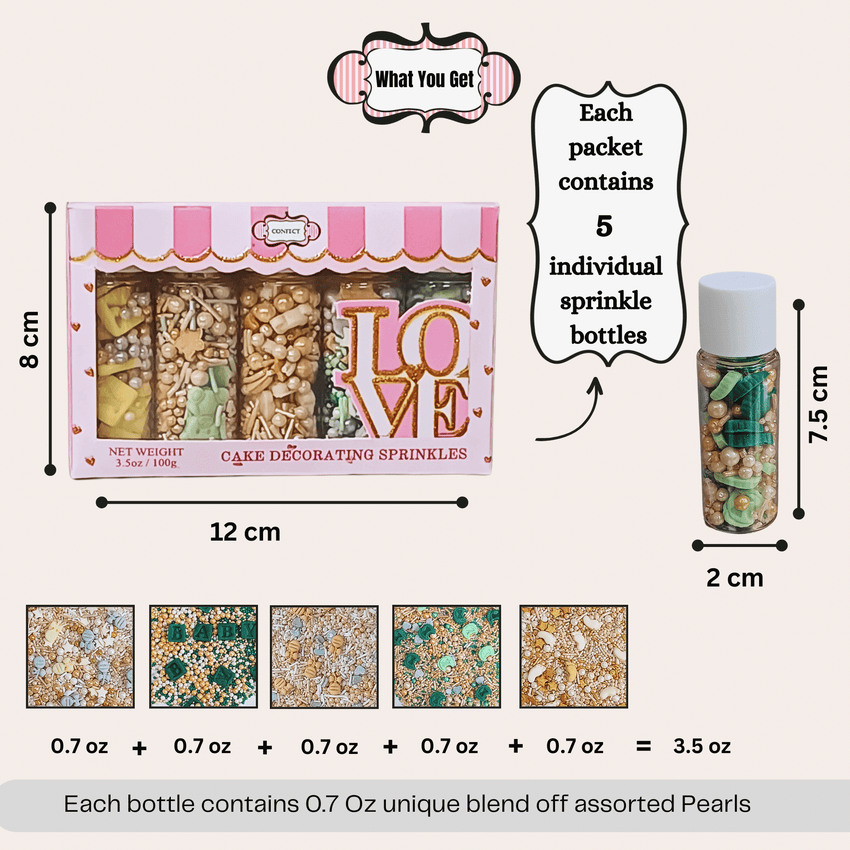 Baby Shower Sprinkles | Gender Reveal Sprinkles Pack of 5 (BABY SHOWER -02)