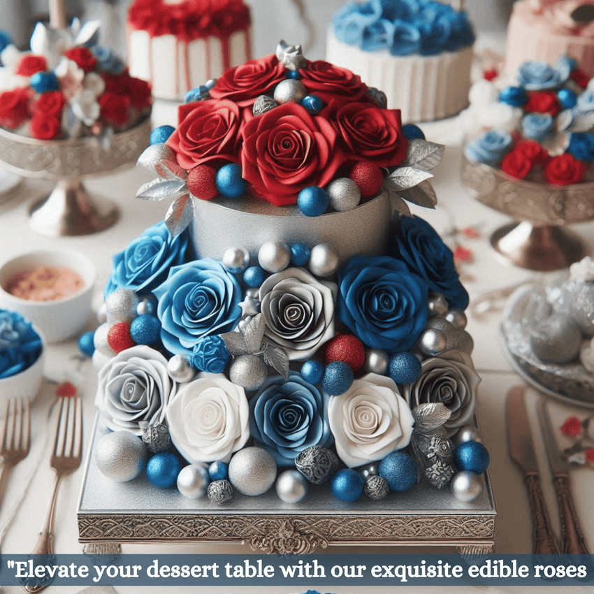 Stone Roses Cake Topper Edible Sugar Roses Cake Toppers - Pack of 12 (01) – Confect