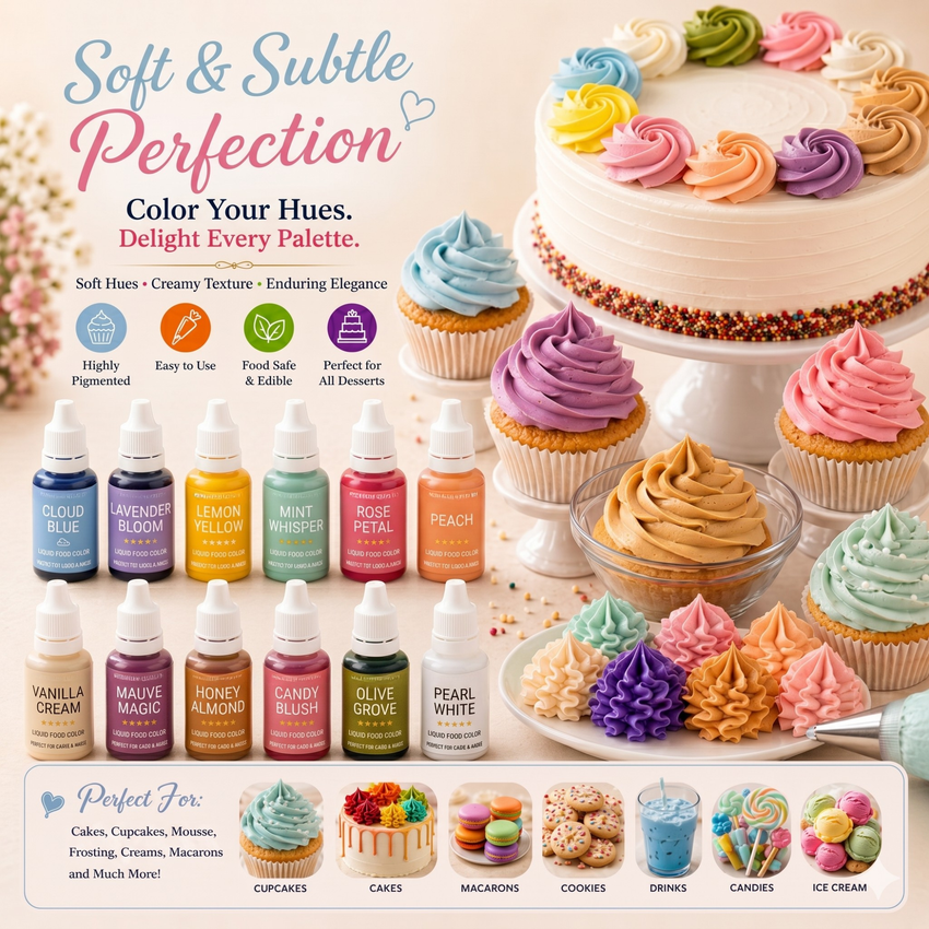 Pastel Elegance | Pack of 6 Edible Water Color