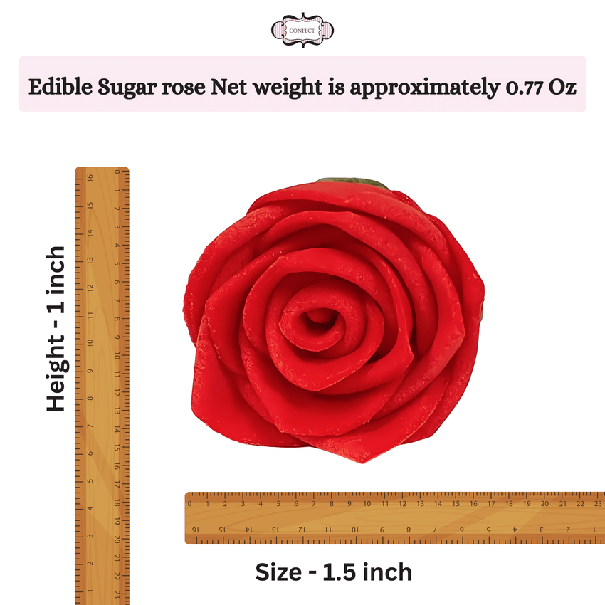 Edible Sugar Roses Cake Toppers - Pack of 12 (02)