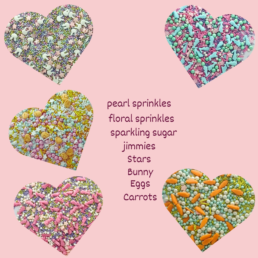 Spring Sprinkles Edible | Vermecelli, Pearls & Stars Sprinkles Pack of 5 (EAST 4) - 100Gms