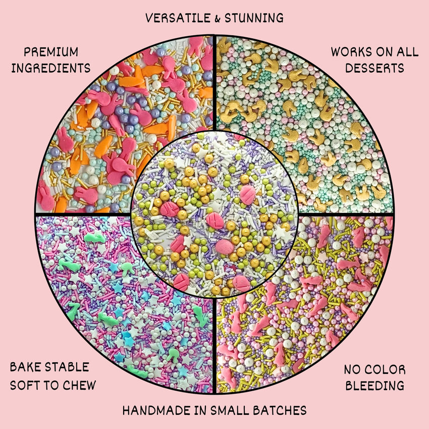 Spring Sprinkles |  5 White, Pink and Sky Blue Pearls & Stars Pack of 5 (EAST 6) - 100Gms