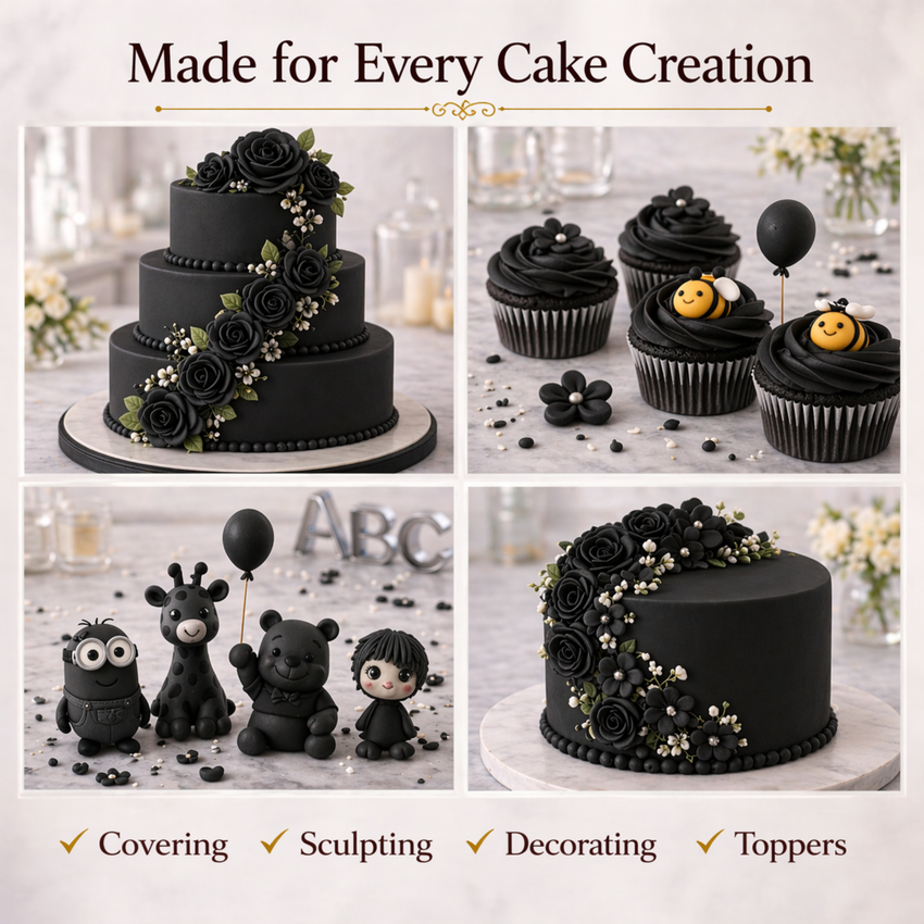 Black | Edible Natural Fondant (4 x 250g)