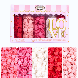 Valentine Sprinkles | 06 Edible Decoration for Baking & Dessert 100 Gms