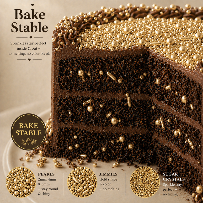 Sprinkles for Cakes & Cupcakes Decoration | USP-17(CH Gold)