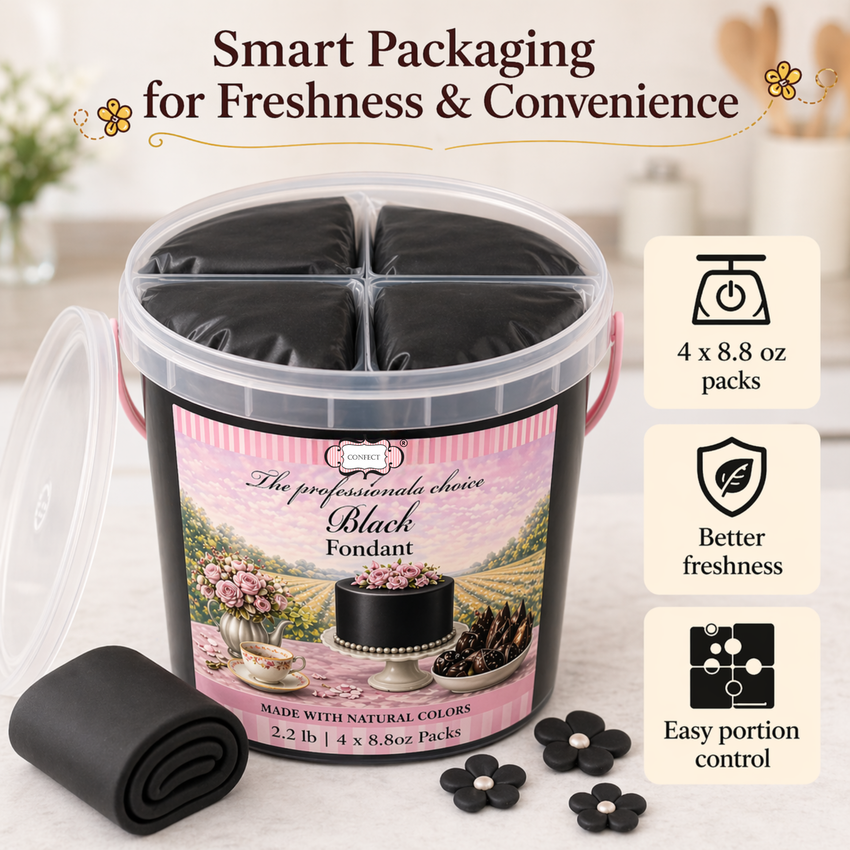 Black | Edible Natural Fondant (4 x 250g)