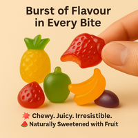 Fruity Classic Gummies | Pack of Strawberry, Watermelon, Grape, Orange, Apple, Banana Gummies | 300g
