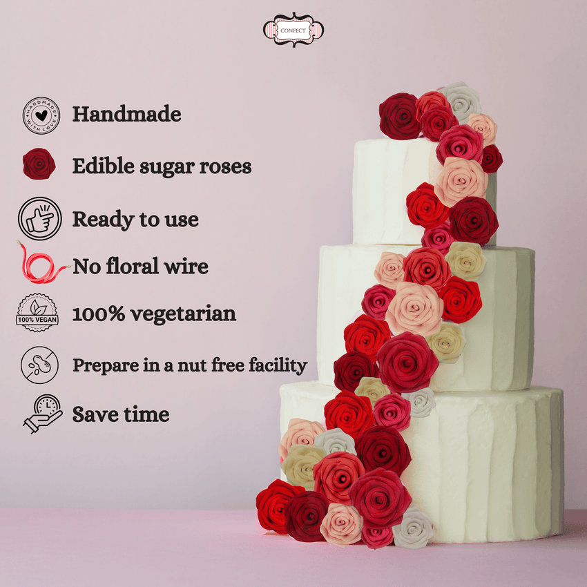 Copper | Edible Metallic Sugar Roses Topper