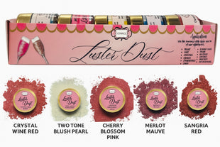 Edible Luster Dust – Pack of 5 | Sangria Red, Mauve, Cherry Blossom, Two Tone, Wine Red | 25 Gm