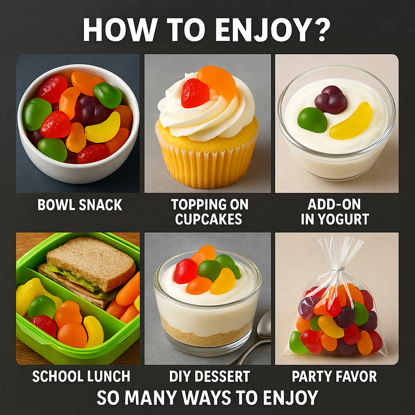 Fruity Classic Gummies | Pack of Strawberry, Watermelon, Grape, Orange, Apple, Banana Gummies | 300g