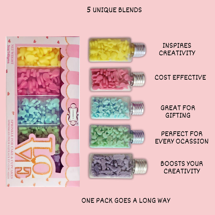 Easter Sprinkles Edible | Edible Sprinkles Mix for Baking & Cake Decorative Pack of 5 (EAST 8) - 100Gms