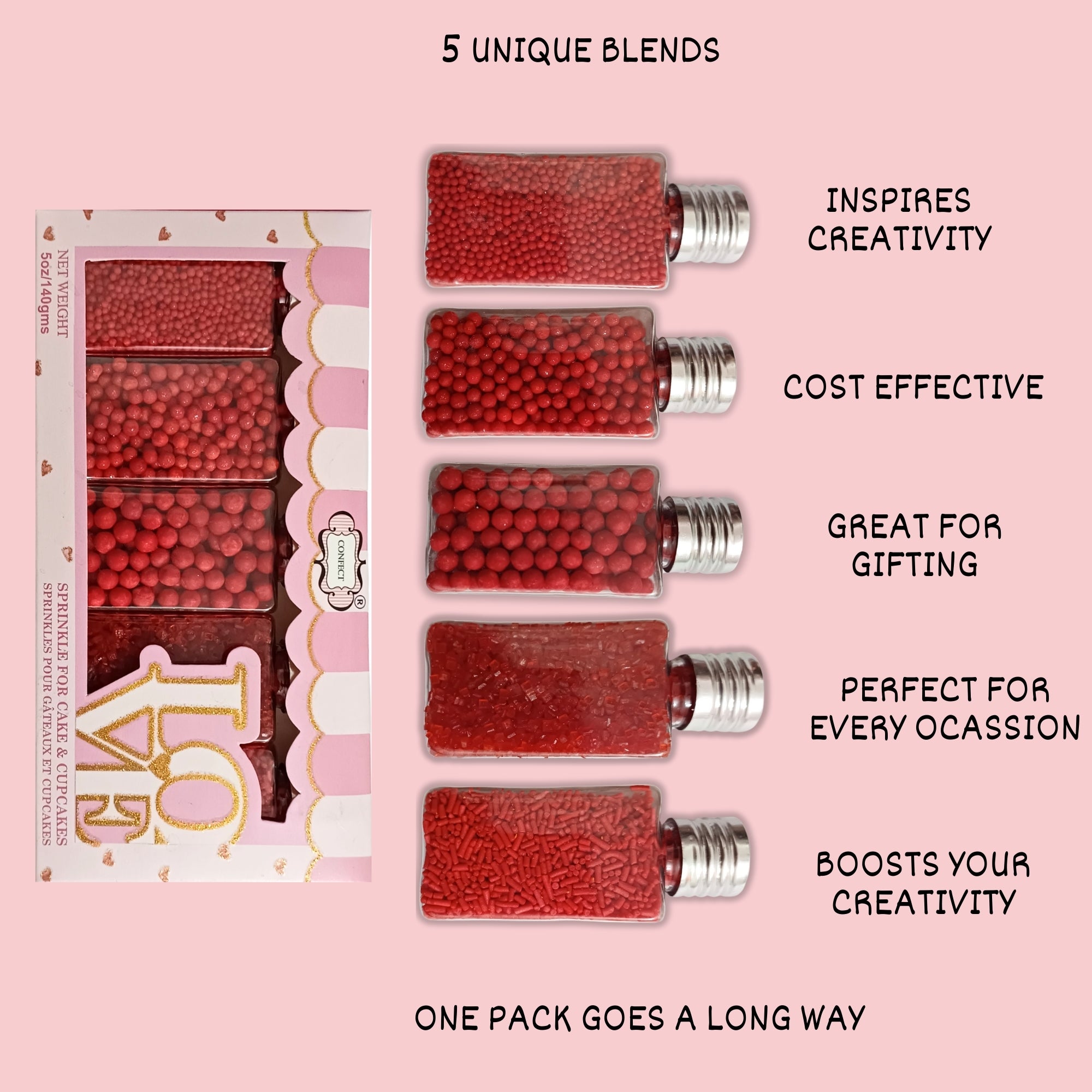 Sprinkles for Cakes & Cupcakes Decoration | USP-24(Red)
