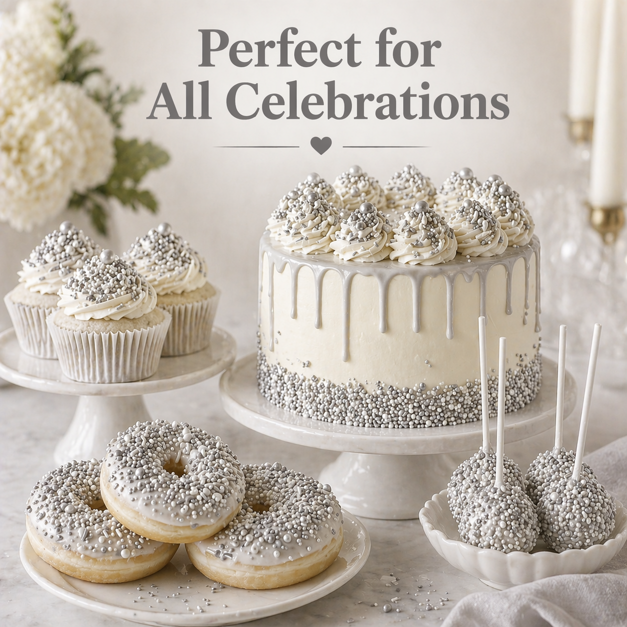 Sprinkles for Cakes & Cupcakes Decoration | USP-16(Silver)