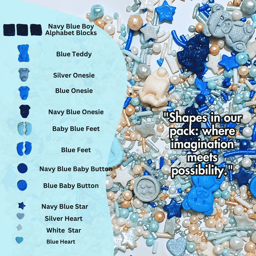 Boys Baby Shower Sprinkles | Gender Reveal Sprinkles | Edible Sprinkles Assorted