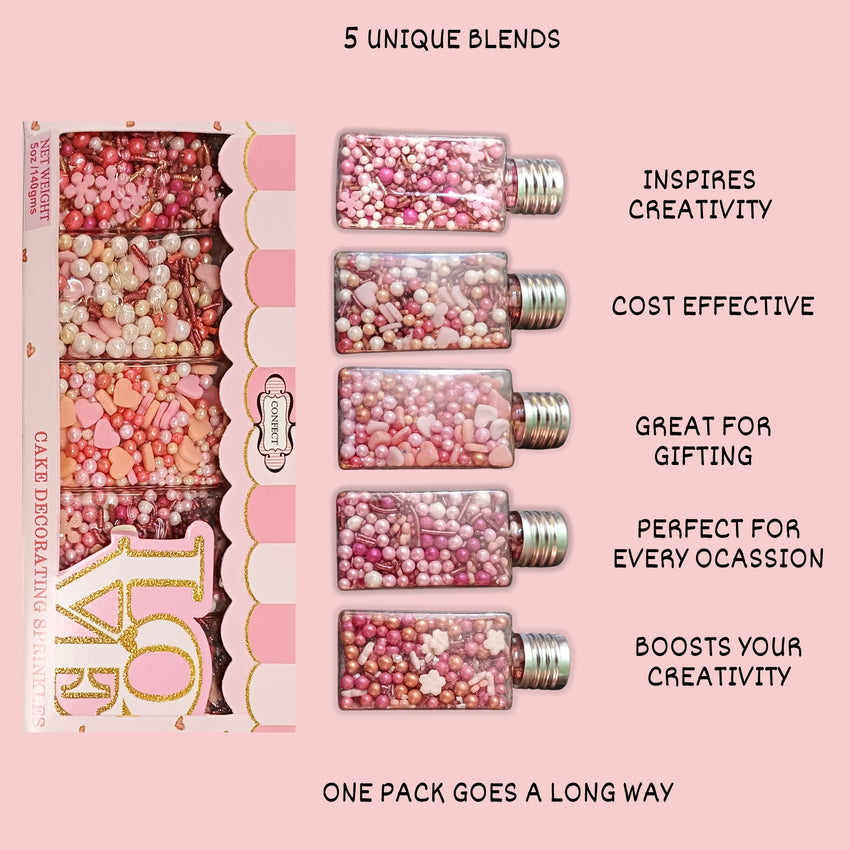 Valentine Sprinkles | 10 Edible Decoration for Baking & Dessert 100 Gms