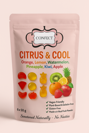 Citrus & Cool Gummies | Pack of Orange, Lemon, Watermelon, Pineapple, Kiwi, Apple Gummies | 300g