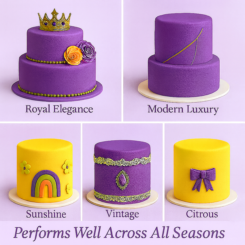 Multipack of Yellow, Orange, Pea Green and Purple Sugarpaste 27