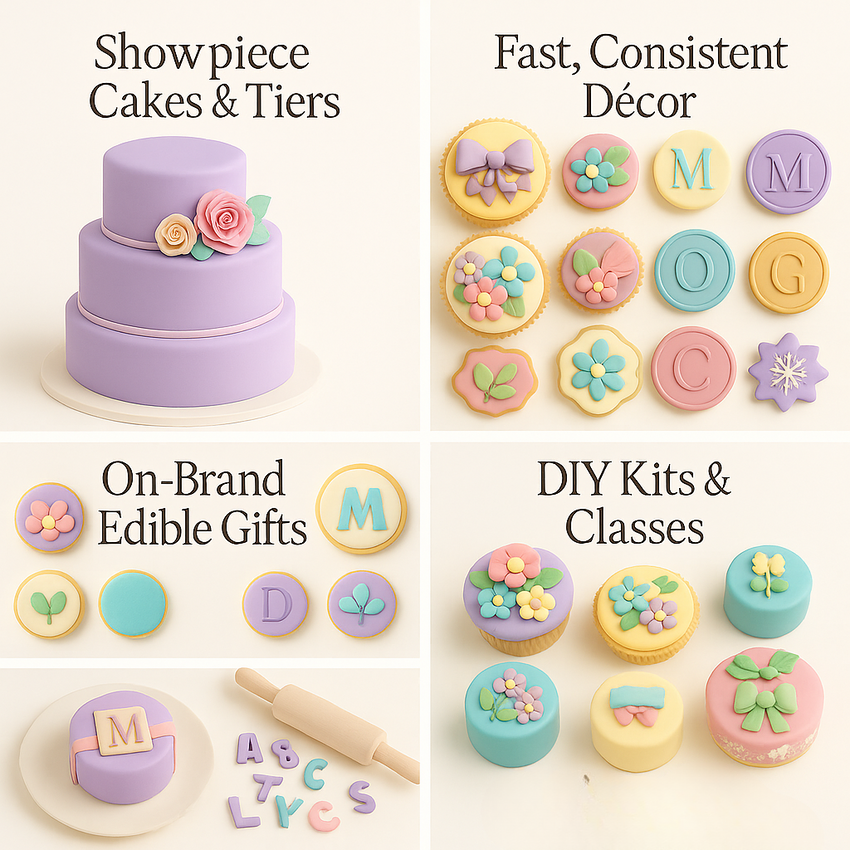 Multipack of Lavender, Electric Blue, Skin and Old Rose Sugarpaste 22