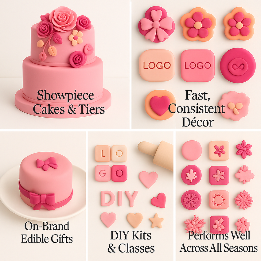 Multipack of Blush Pink, Peach, Neon Pink and Fuchsia Pink Sugarpaste 21