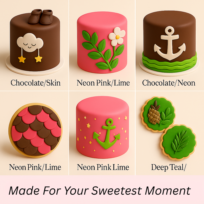 Multipack of Brown, Skin, Lime Green and Neon Pink Sugarpaste 26