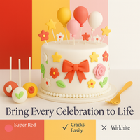 Multipack of Red, yellow, old rose and White Sugarpaste 12