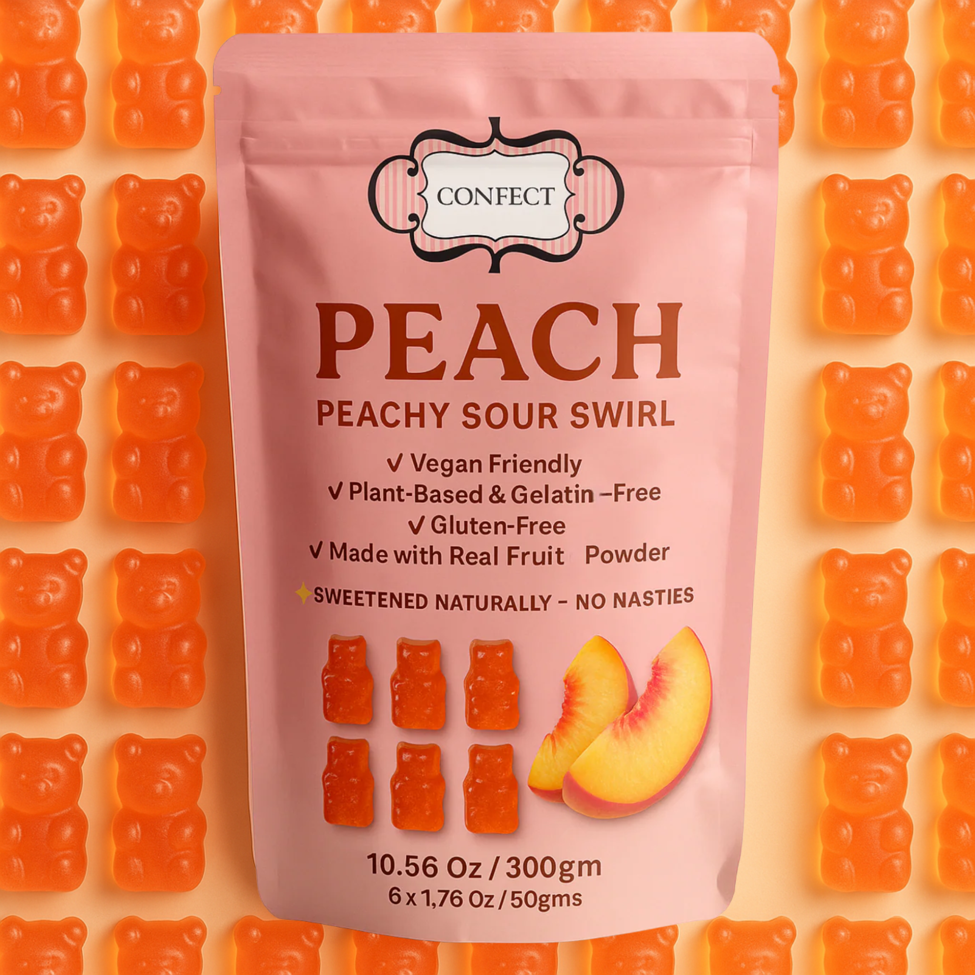 Confect Peachy Sour Swirl Gummies