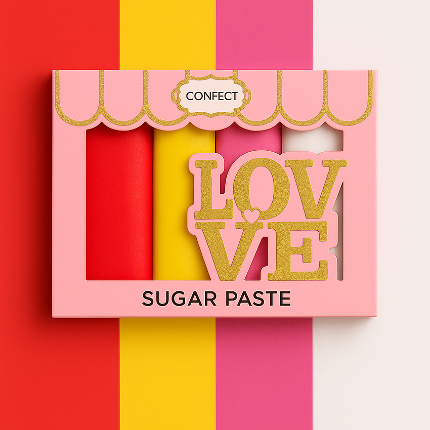 Multipack of Red, yellow, old rose and White Sugarpaste 12