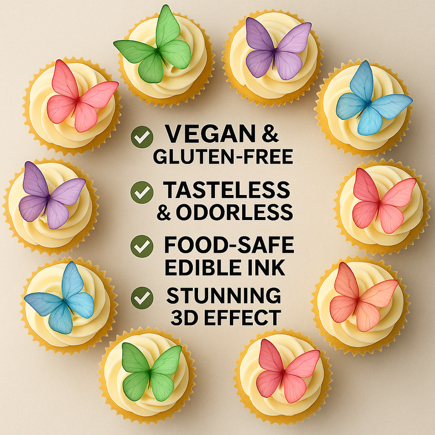 Multicolor | Pack of 56 Edible Wafer Paper Butterflies