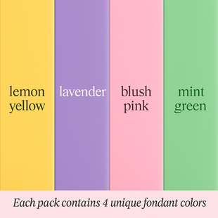 Multipack of Lemon Yellow, Lavender, Blush pink and Mint Green Sugarpaste 01