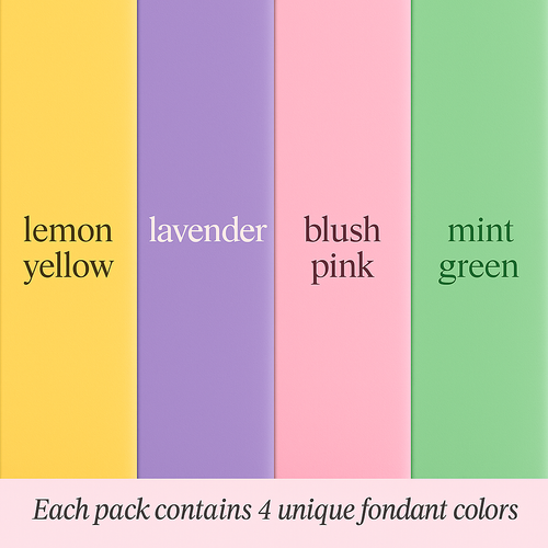 Multipack of Lemon Yellow, Lavender, Blush pink and Mint Green Sugarpaste 01