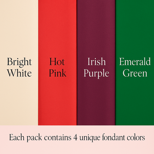 Multipack of White, Hot pink, purple and Emerald green Sugarpaste 17