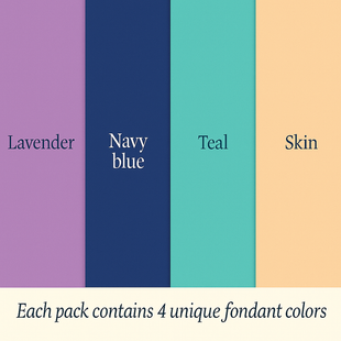 Multipack of Lavender, Navy Blue, Teal and Skin Sugarpaste 15