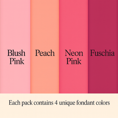Multipack of Blush Pink, Peach, Neon Pink and Fuchsia Pink Sugarpaste 21