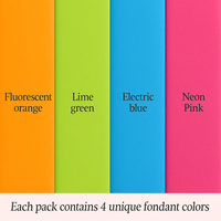 Multipack of Fluorescent Orange, Lime green, electric blue and Neon Pink Sugarpaste 08