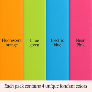 Multipack of Fluorescent Orange, Lime green, electric blue and Neon Pink Sugarpaste 08
