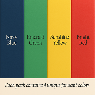 Multipack of Navy Blue, Emerald Green, Yellow and Red Sugarpaste 14