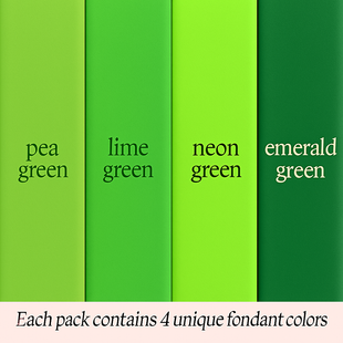 Multipack of Pea green, Lime Green, Neon Green and Emerald Green Sugarpaste 07