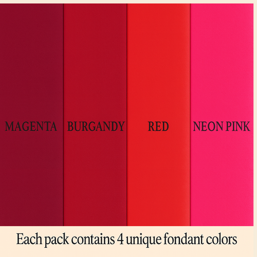 Multipack of Magenta, Burgundy, Red and Neon Pink Sugarpaste 30