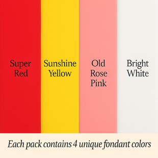 Multipack of Red, yellow, old rose and White Sugarpaste 12