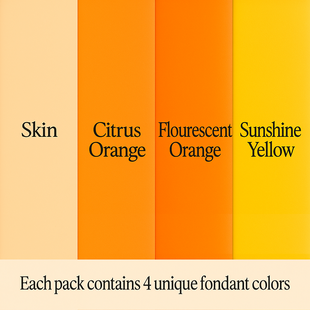 Multipack of Ivory, Orange, Fluorescent orange and Yellow Sugarpaste 18