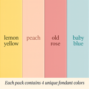 Multipack of Lemon Yellow, Peach, Old rose and Baby Blue Sugarpaste 02