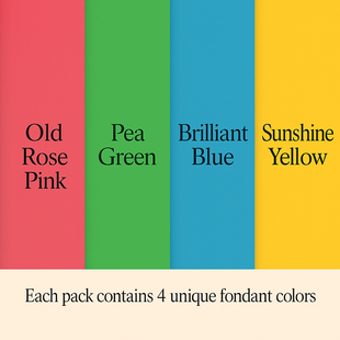 Multipack of Old Rose, Pea Green, Brilliant Blue and Sunshine Yellow Sugarpaste 16