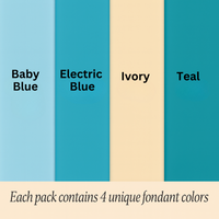 Multipack of Baby Blue, Electric Blue, Ivory and Teal Sugarpaste 11