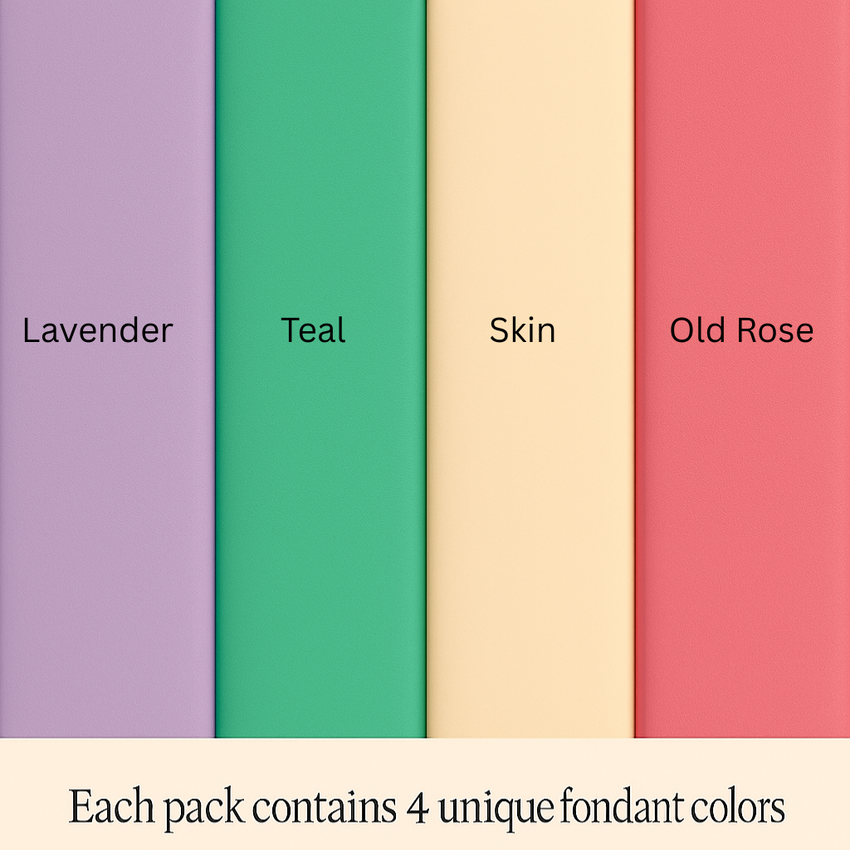 Multipack of Lavender, Electric Blue, Skin and Old Rose Sugarpaste 22