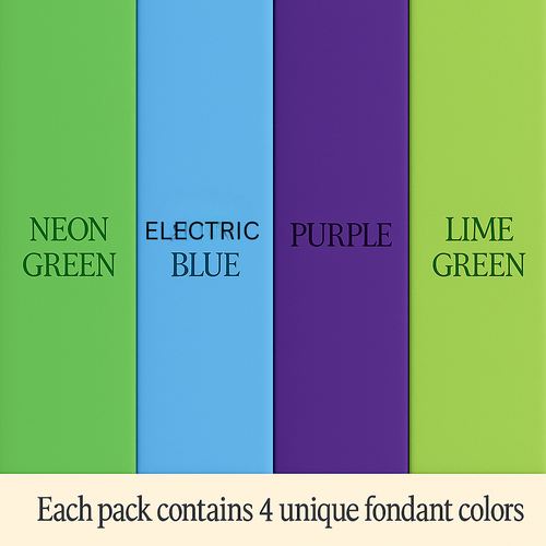 Multipack of Neon Green, Electric Blue, Electric Purple and Lime Green Sugarpaste 03