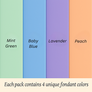 Multipack of Mint green, Baby Blue, Lavender and Peach Sugarpaste 09